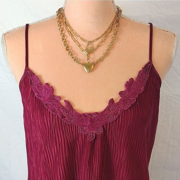 VTG 80s Fuscia Pink Textured Floral Tank Midi Slip Dress Large - Picture 4 of 16